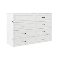 AFI Alpine Queen Wood Murphy Bed Chest with Mattress and Built-in Charger White