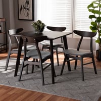 Wholesale Interiors Baxton Studio Britte Mid-Century Modern Light Grey Fabric Upholstered Dark Oak Brown Finished 5-Piece Wood Dining Set