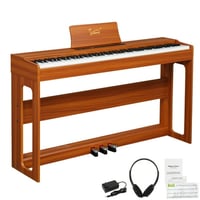 GDP-104 88 Keys Full Weighted Keyboards Digital Piano with Furniture Stand  Power Adapter  Triple Pedals  Headphone  for All Experience Levels Walnut