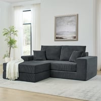 Jopath 79.5  Modular Cloud Sectional Couch  Modern Upholstered L-Shaped Sofa with Removable Ottoman  Deep Seat Sleeper Couch with Throw Pillows for Living Room  Apartment  Small Space  Grey
