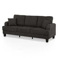 Leovanni Furniture of America Fayen Modern Small Space Boucle Fabric Sofa with Pillow and USB Port  Dark Gray