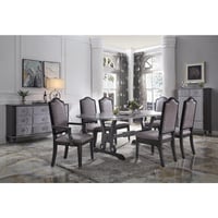 Acme Furniture ACME House Beatrice Fabric Arm Chair in Two Tone Gray and Charcoal Set of 2