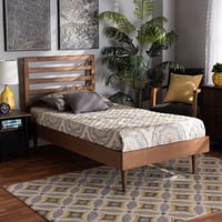 Wholesale Interiors Baxton Studio Ryo Mid-Century Engineered Wood Platform Bed Twin Walnut Brown