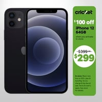 Cricket Wireless Apple iPhone 12 64GB 4GB RAM 12MP FF Camera Black - Prepaid Smartphone