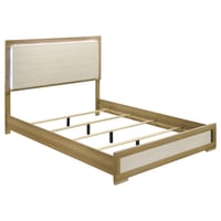 Coaster Fine Furniture Hyland Wood Queen LED Panel Bed Natural and White