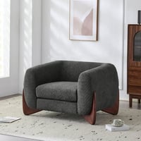Christopher Knight Home Modern Upholstered Boucle Accent Arm Chair with Solid Wood Frame Dark Gray