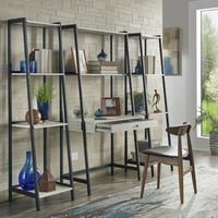 Weston Home Martin Marble 3-Piece Ladder Desk and Bookcase Set Matte Black Finish