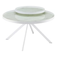 Coaster Briggs Round Marble Printed Glass Top Coffee Table White