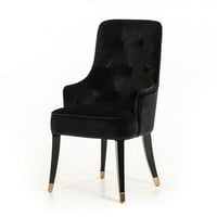 HomeRoots 38  Black Velvet Fabric Dining Chair