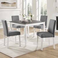 PORKISS 5 Pieces Dining Table Set  Kitchen Table with 4 Chairs  Solid Wood Dining Room Set for 4 with Upholstered Chairs  Gray + White