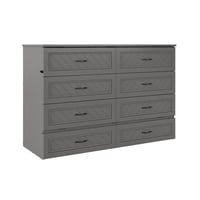 AFI Alpine Queen Wood Murphy Bed Chest with Mattress and Built-in Charger Grey