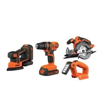 BLACK+DECKER 20V Cordless Tool Set  1.5 Ah  4 Piece  Battery and Charger Included (BD4KITCDCMSL)