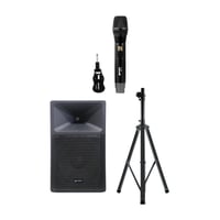 Gemini Professional Adj Tripod Speaker Stand w/Color-Changing LEDs Ultra Powerful Bluetooth 2 200 Peak Watt Speaker w/Built-In Media Player & UHF Single Wireless Microphone System 843631170816
