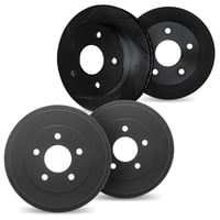 Dynamic Friction Company Front Brake Rotors Slotted Black Includes Brake Drums - 3004-54058