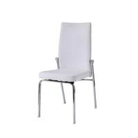 Acme Metal Dining Chair  Vegan Faux Leather  Set of 2  White  Chrome- Saltoro Sherpi