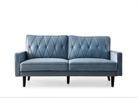 Uspridefurniture US Pride Furniture Feemster 69.3   Velvet Square Arm Sofa for Living Room  Light Grayish Cyan