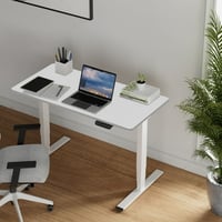 MAYEERTY Electric Standing Desk Dual Motor 3-Stage Adjustable Height Desk for Home Office Sit-Stand Computer Workstation 55 x 28 inches (White Frame + White Top)