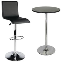 Winsome High Back Airlift Adjustable 3 Piece Pub Set  Black and Chrome