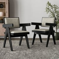 Furniture of America Amesdat Modern Indoor Solid Wood Arm Chairs  Set of 2  Black