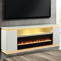Furniture of America Turna III TV Stand for TV‘s up to 65 with Electric Fire Place White