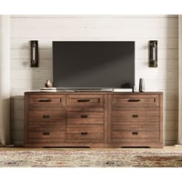 Wampat 2 in 1 Dresser with 9 Drawers for Bedroom Wooden Dressers with Small Chest of Drawers Mid Century Modern Dresser with Metal Handles for Liviing Room Hallway Rustic Brown