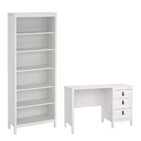 Tvilum Madrid 2-Piece Home Office Set with Desk and Bookcase  White