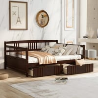 Aukfa Daybed with 2 Storage Drawers  Wood Full Size Daybed Frame for Guests Sleepovers  Espresso