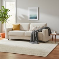 AC Pacific Modern Contemporary Upholstered Corduroy Plush Tufted Sofa  Beige
