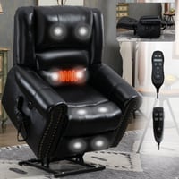Alvantor Power Lift Recliner Chair for Elderly with Massage and Heat  Leather Lift Recliners Chair with USB Ports Black