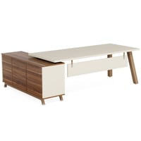 MAYEERTY 71  Executive Desk  L-Shaped Computer Desk Office Desk with File Cabinet