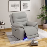 MAYEERTY Power Recliner Chair  Electric Breathable Leather Reclining Chair with USB Charging  Adjustable Backrest for Living Room  Light Grey