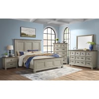 Picket House Furnishings Bloomfield King Panel Bed - Medium Brown & Washed Stone
