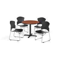 OFM PKG-BRK-035-0002 Breakroom Package Featuring 42 in. Round Multi-Purpose Table with X-Style Base & Four Plastic Multi-Use Stack Chairs