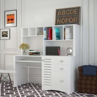 DEALTOPS Home Office Computer Desk with Hutch  3 Drawers  Study Table  Keyboard Tray  White