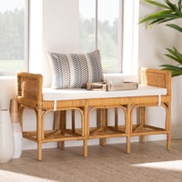 Baxton Studio bali & pari Nairi Rattan BOHO Bench Natural Brown
