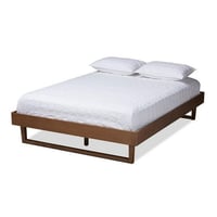Wholesale Interiors Baxton Studio Liliya Mid-Century Modern Walnut Brown Finished Wood Queen Size Platform Bed Frame