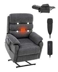 KFFKFF Electric Lift Armchair  Elderly-Friendly Chair with Warming and Massaging Features  Dual Engine Seating with Pair of Fall Prevention Cords  Unlimited Positioning Adjustments