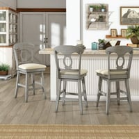 Top-Line Furniture Weston Home Sheena Napoleon Back 24-inch Counter Height Wood Swivel Stool  Antique Grey