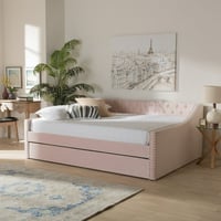 Wholesale Interiors Baxton Studio Raphael Contemporary Upholstered with Trundle Daybed Full Pink