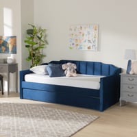 Wholesale Interiors Baxton Studio Lennon Modern Engineered Wood with Trundle Daybed Twin Navy Blue
