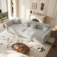 Noble House 100  Oversized Velvet Pull Out Sofa Bed  3-in-1 Convertible Sleeper with Fabric Flower Tufting  Light Grey