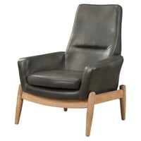 Acme Furniture ACME Dolphin Flared Arm Accent Chair in Black and Oak