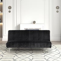 Leovanni Furniture of America Wuntly Convertible Chenille Futon Sofa Bed Black