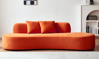 US Pride Furniture 90.2 inch Elegant Half Moon Design Curved Luxury 4-Seat Sofa with High-Density Foam Filled Red Orange
