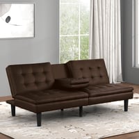 Furniture of America Canu Upholstered Convertible Twin Futon Daybed with USB Port Brown