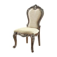 ACME Furniture ACME Latisha Fabric Side Chair with Nailhead Trim in Antique Oak (Set of 2)