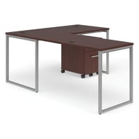 OFM Fulcrum Series Office Furniture Set  60  Desk with Return  Filing Cabinet  in Mahogany
