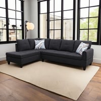 Hommoo L Shaped Couch Sofa Sectional Sofa  Linen Living Room Furniture Set  4-Seat Couches and Sofa for Home  Apartment  Dorm  16   Back Height  Black Grey(No Ottomans)