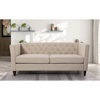 Uspridefurniture Lisette 73.3 Velvet Square Arm Sofa Beige