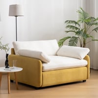 Bianlte 50  Oversized Single Sofa Chair Chenille Accent Chair Modern Upholstered Comfy Armchair with Pillows for Living Room Apartment Bedroom Yellow